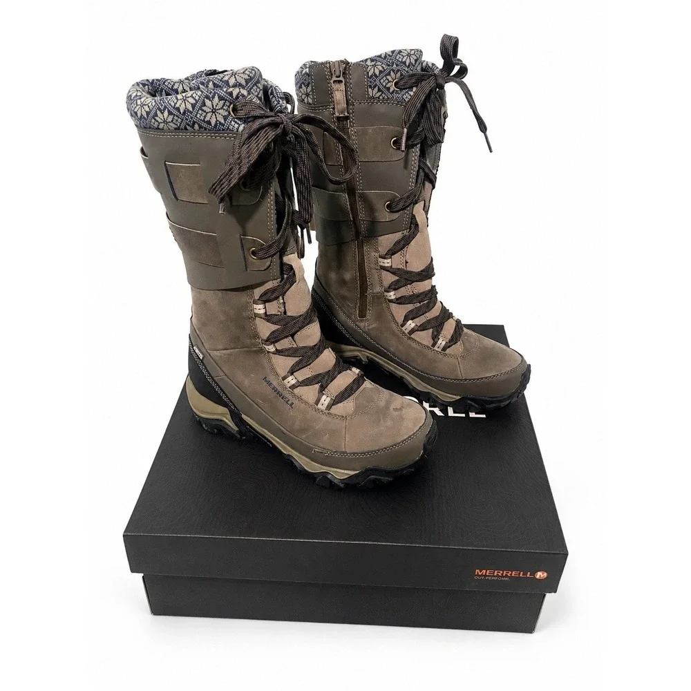 Merrell Polarand Rove Peak Waterproof Winter Snow Boots Women's 7.5 Gray New